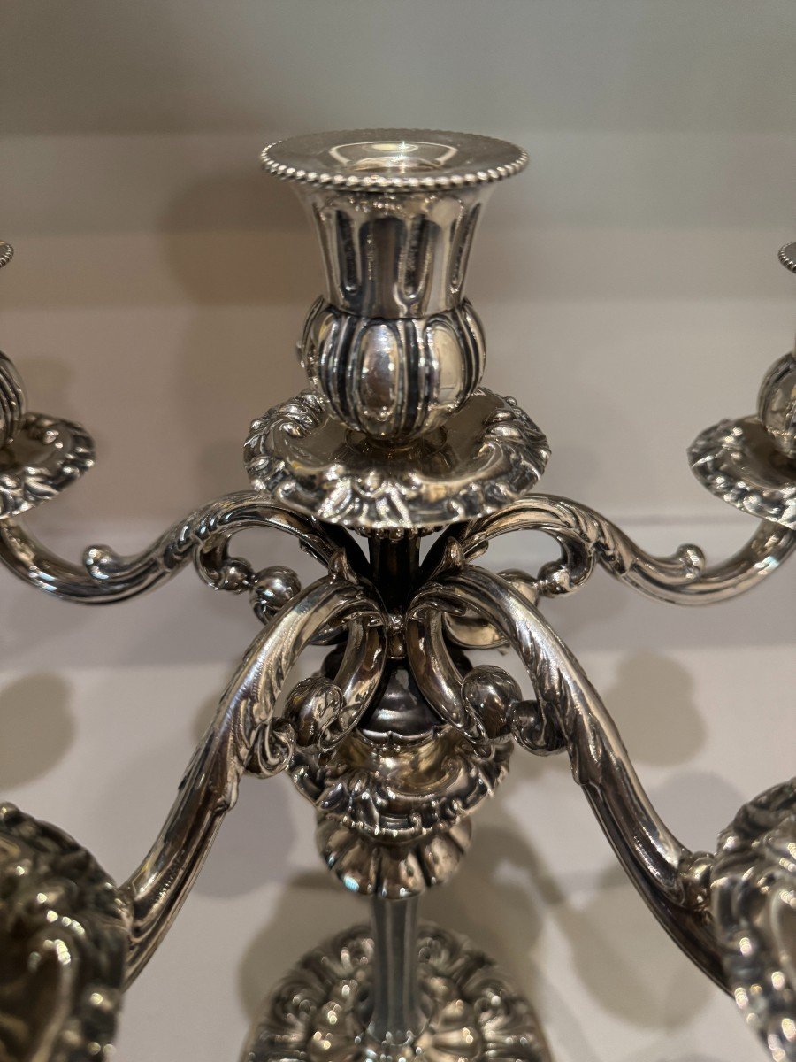 Eros Genazzi - Pair Of Silver Candelabra, Italy, Early 20th Century-photo-8