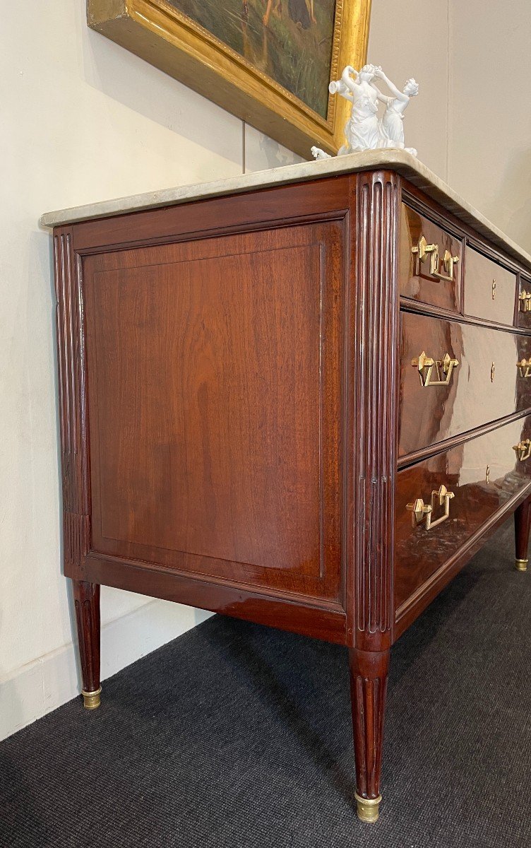 Louis XVI Commode In Mahogany, 18th Century-photo-4