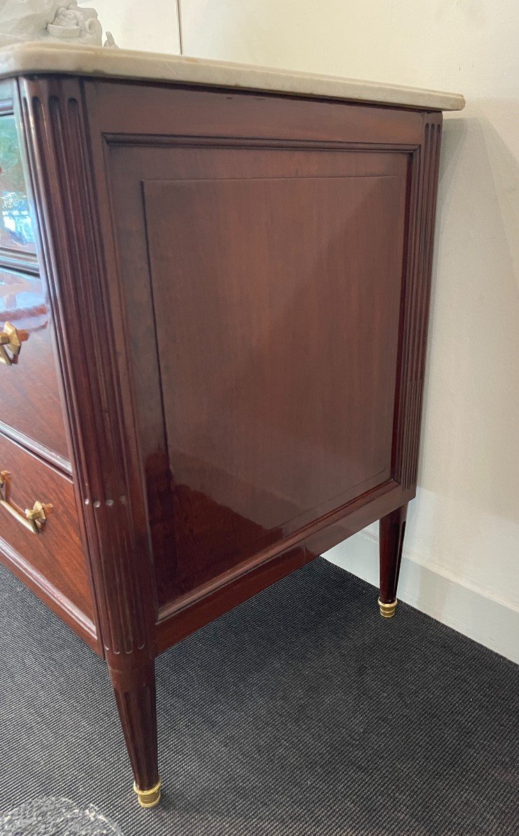 Louis XVI Commode In Mahogany, 18th Century-photo-1