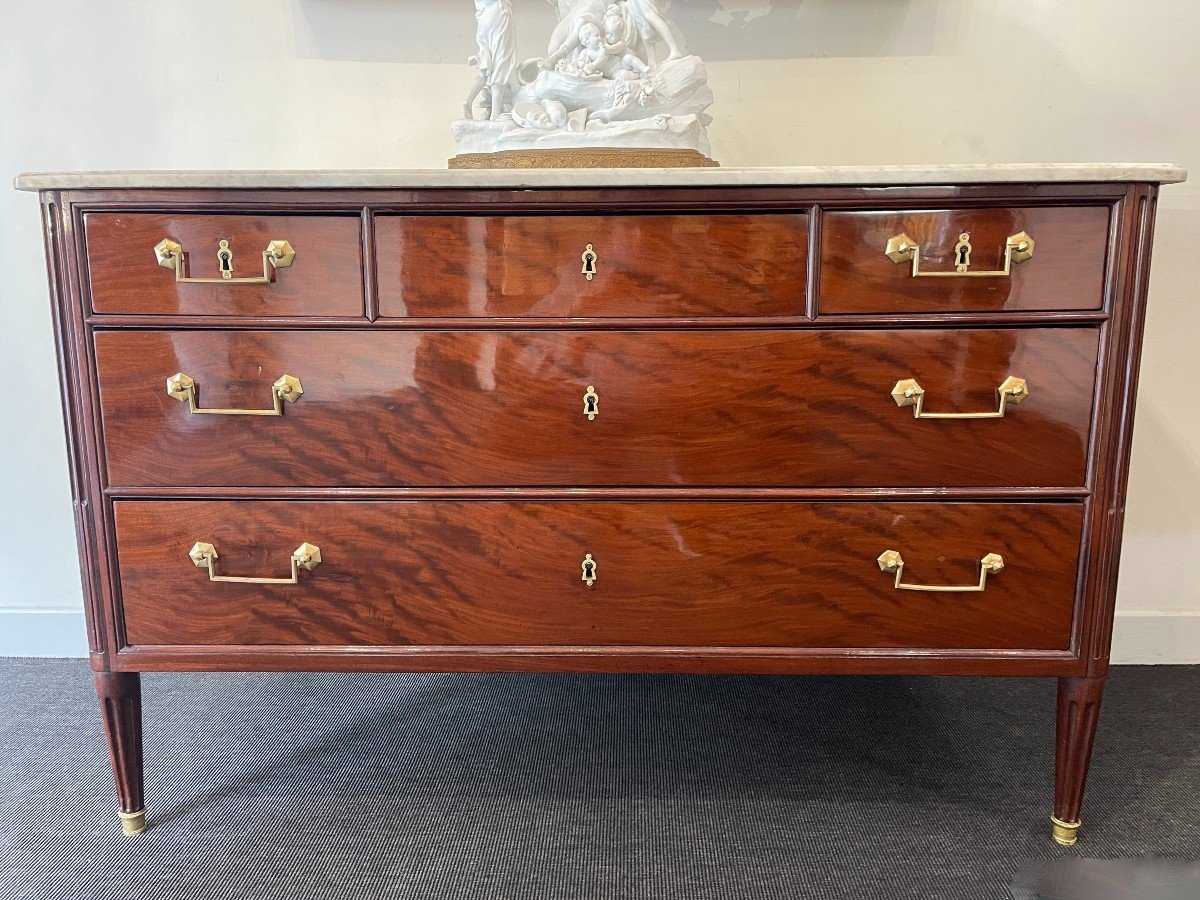 Louis XVI Commode In Mahogany, 18th Century-photo-2