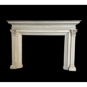 Large White Carrara Marble Fireplace, Circa 1830