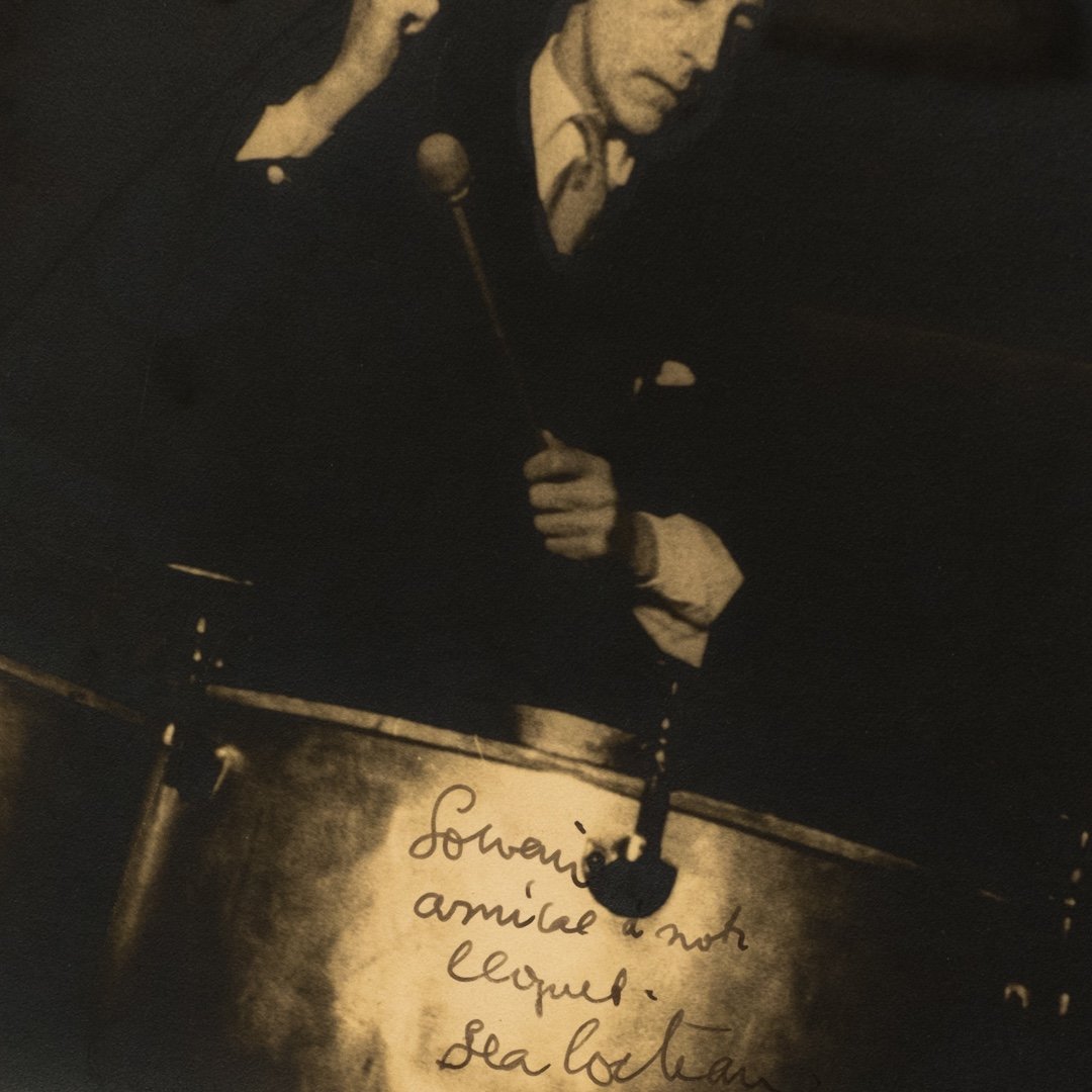 Rare Photograph Of Jean Cocteau Playing The Timpani ..-photo-3