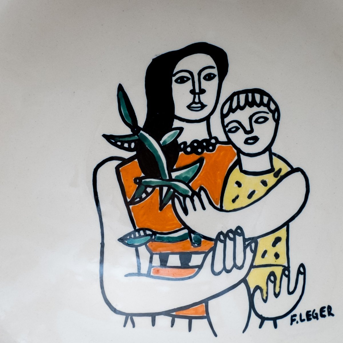 2 assiettes décorées en faïence selon Fernand Léger par Roland Brice et selon Picasso - Eluard -photo-2