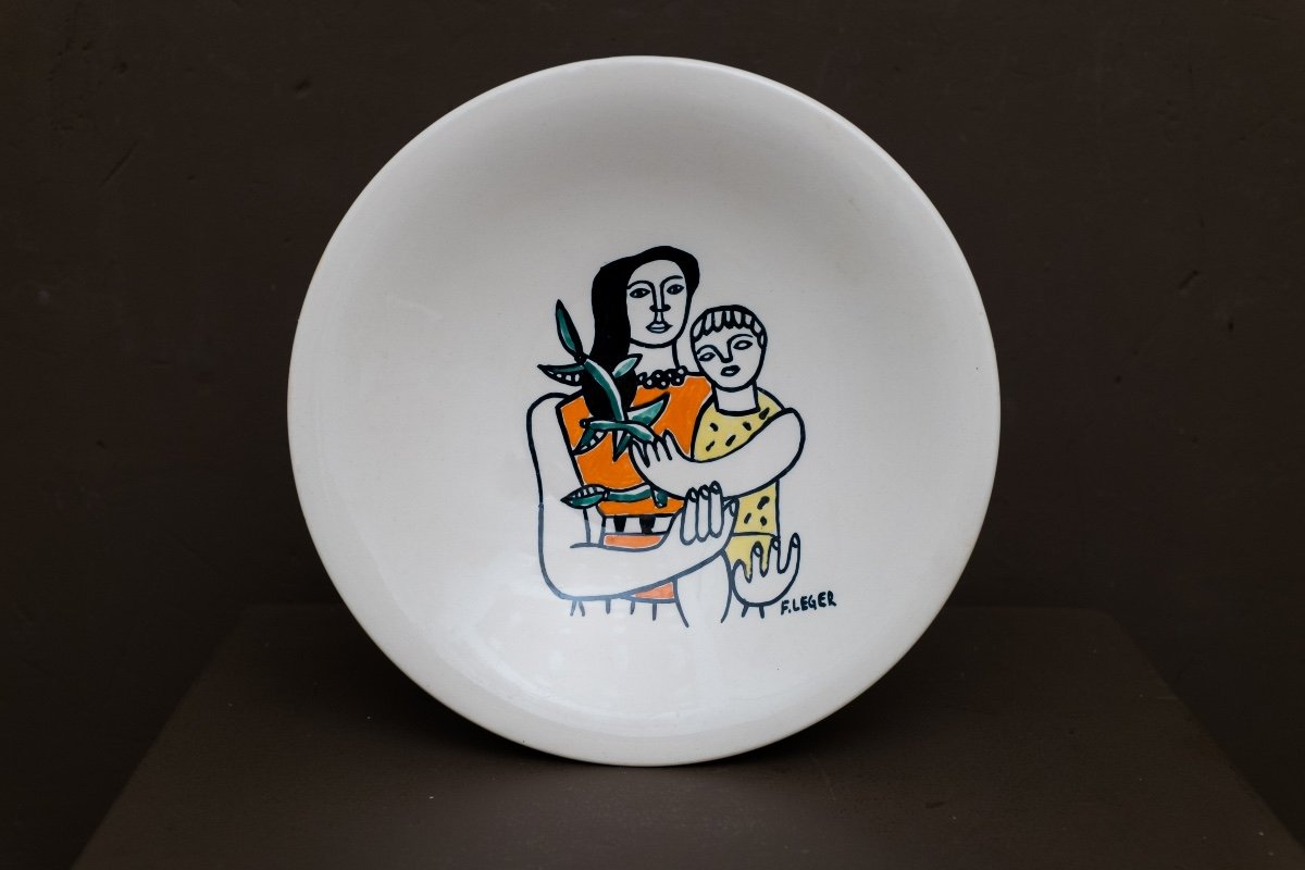 2 assiettes décorées en faïence selon Fernand Léger par Roland Brice et selon Picasso - Eluard -photo-4