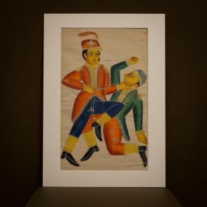 peinture hindoue . Inde . Bengale . Kalighat . XIXe siècle ..