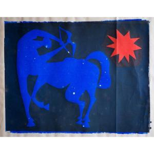 Michael Hoare 1962 .. Zodiac Sign . Sagittarius . Screen Printing Process .