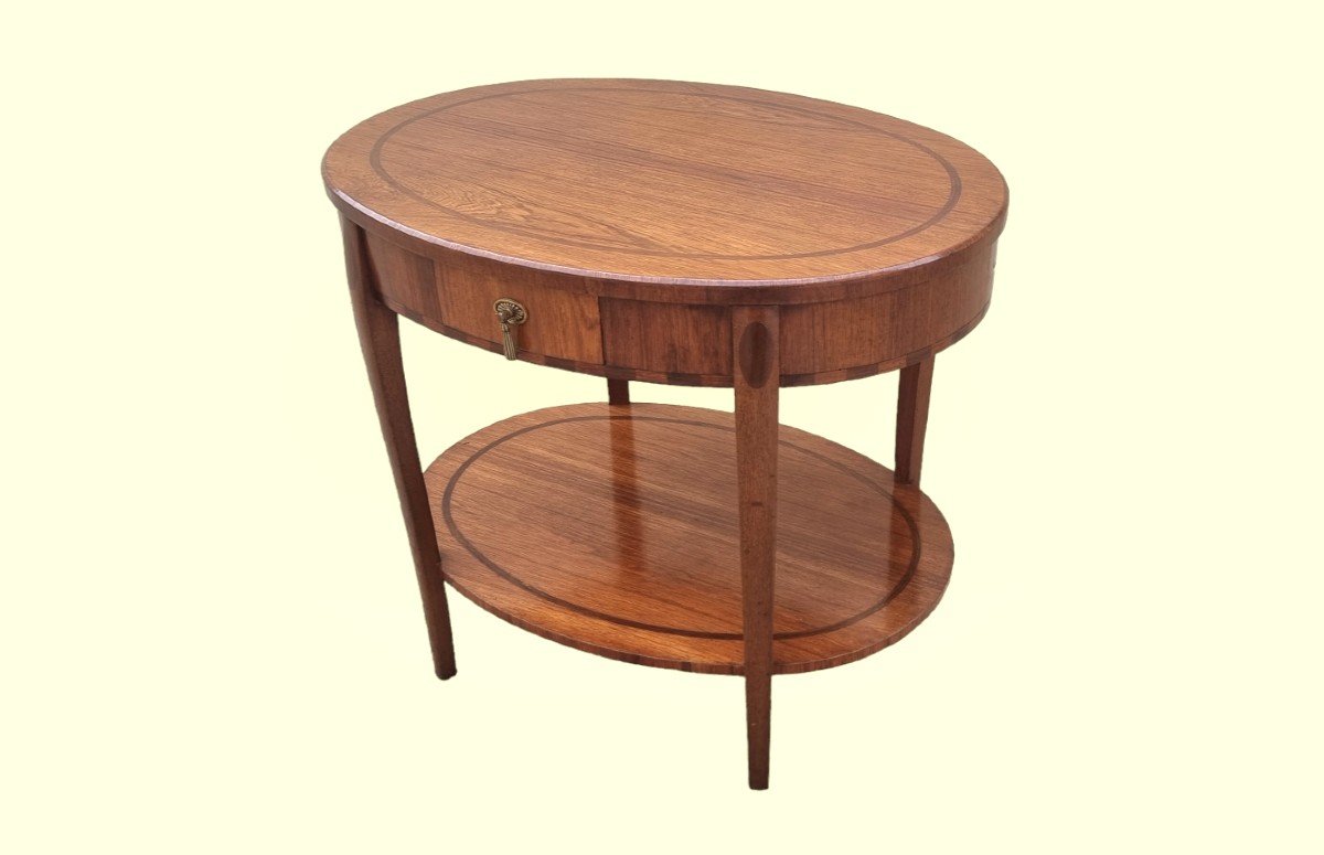 Art Deco Rosewood Coffee Table 1930 In Oval Shape-photo-6