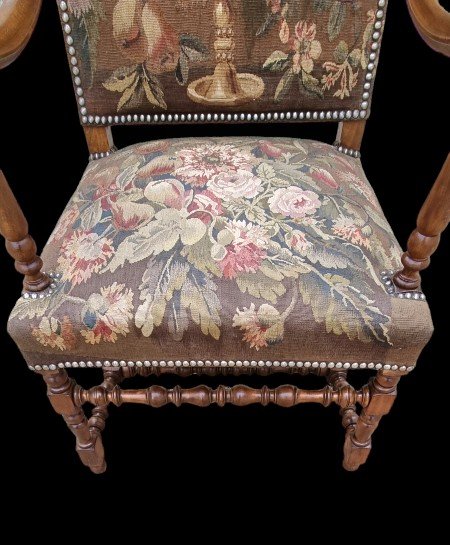 Louis XIII Armchair Aubusson Tapestry-photo-4