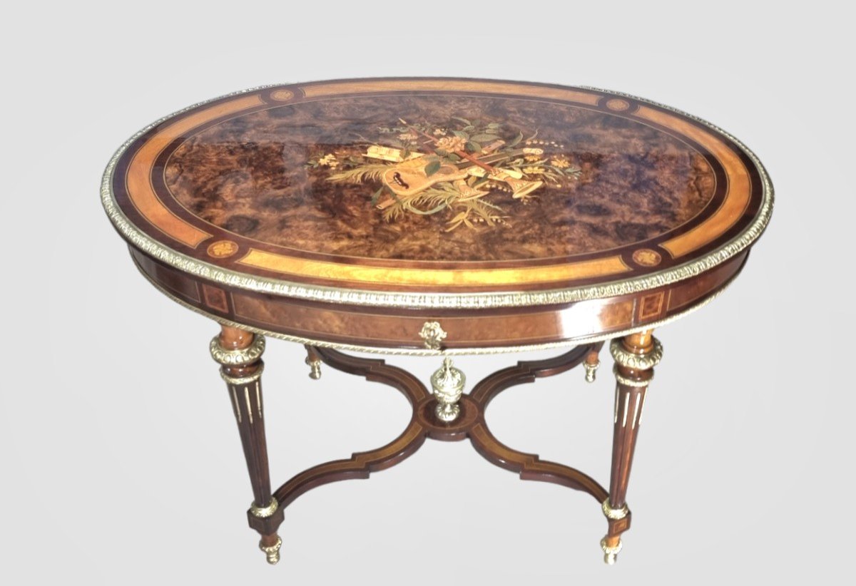 Napoleon III Inlaid Salon Table 9th -photo-8