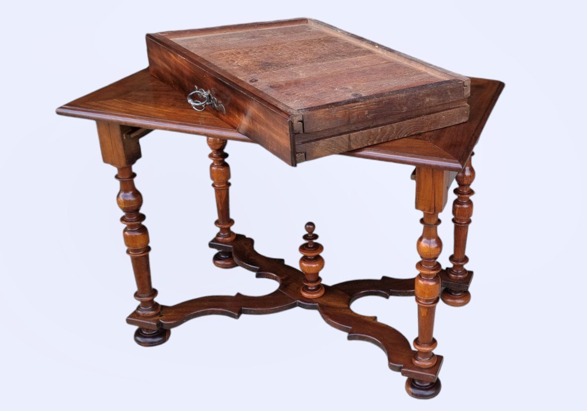 Louis XIV Table In Guaiac Wood And Cuban Mahogany, Early 18th Century -photo-5