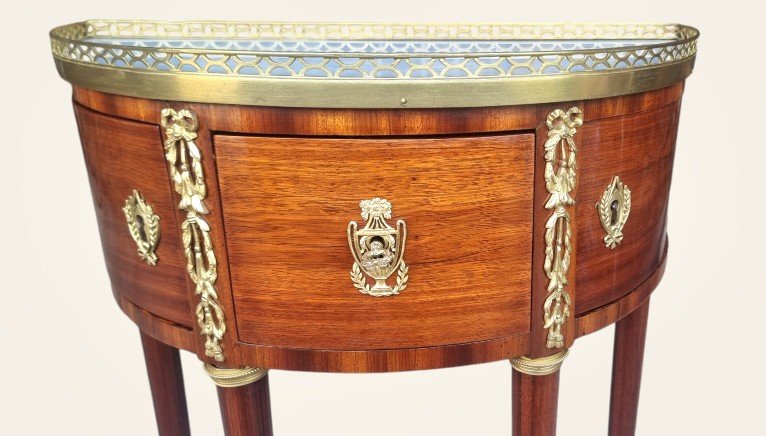 Small Louis XVI Period Half-moon Console Stamped A.hericourt-photo-2