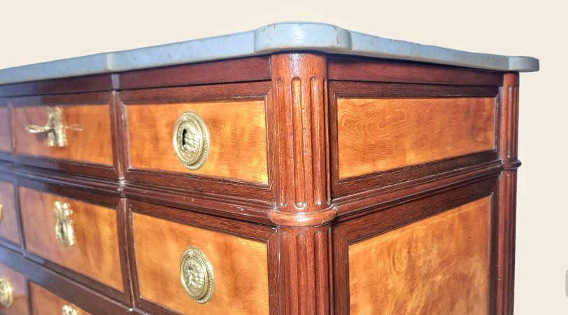 Louis XVI Chest Of Drawers In Amaranth And Mahogany, 18th Century-photo-5