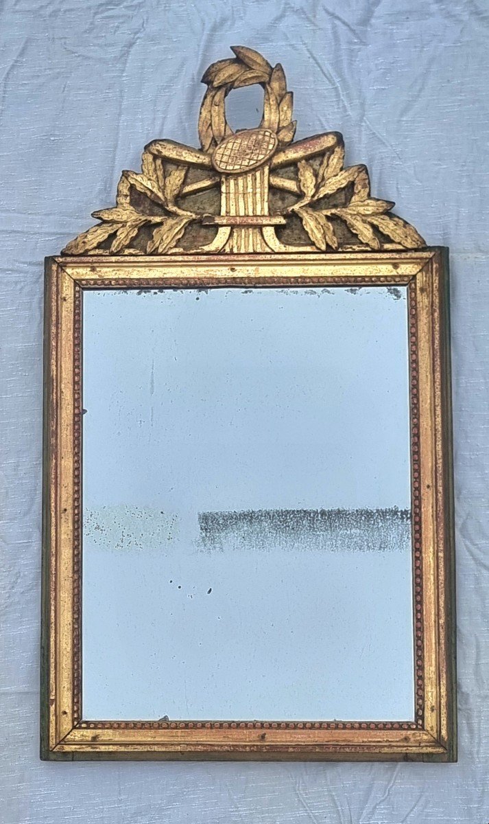 Louis XVI Period Gilded Wood Fronton Mirror