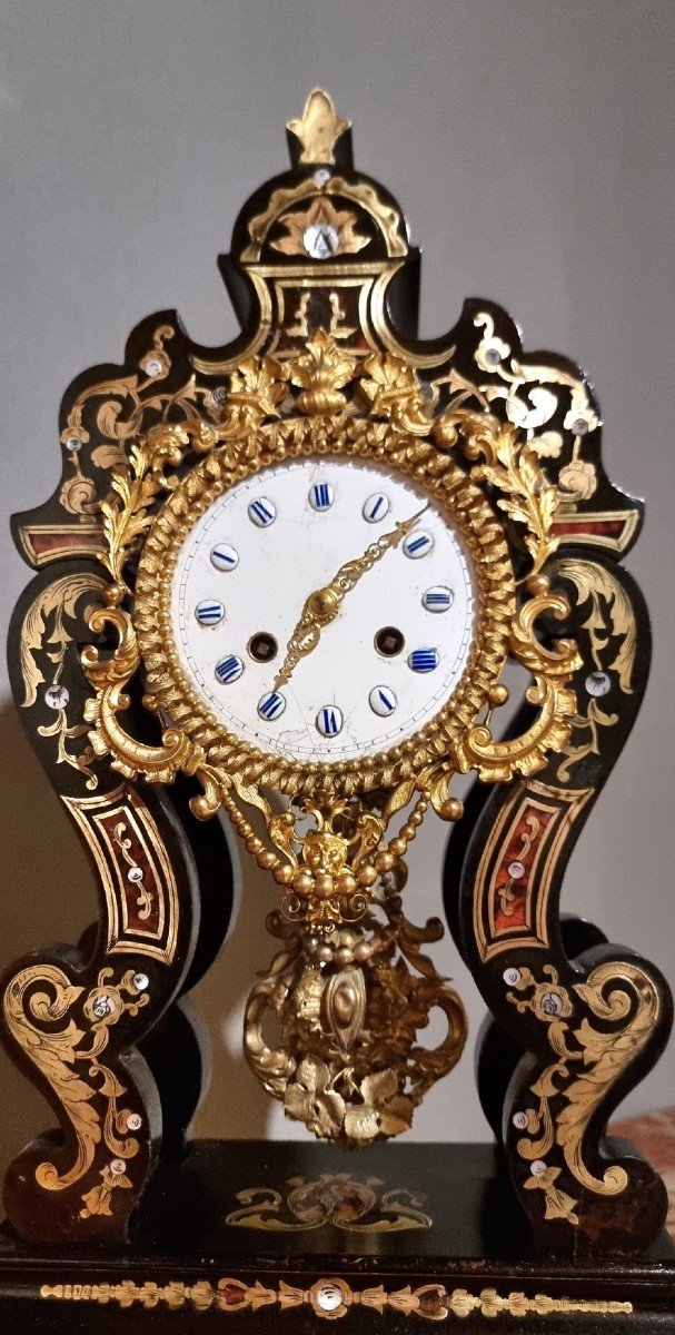 Napoleon III Period Portico Clock With Boulle Marquetry -photo-3