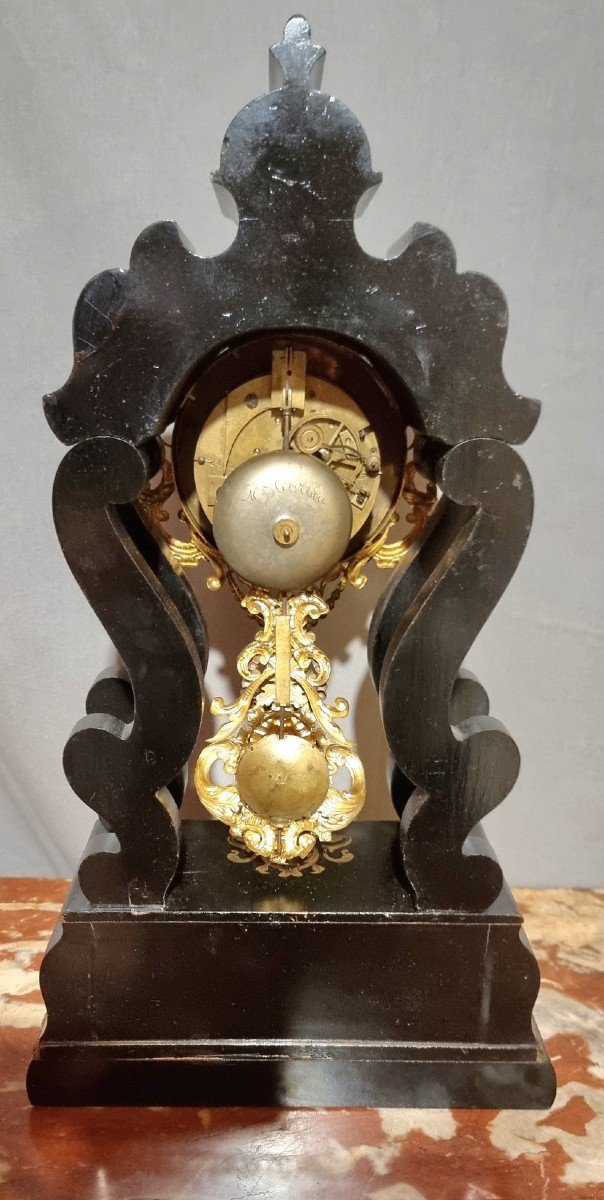 Napoleon III Period Portico Clock With Boulle Marquetry -photo-3