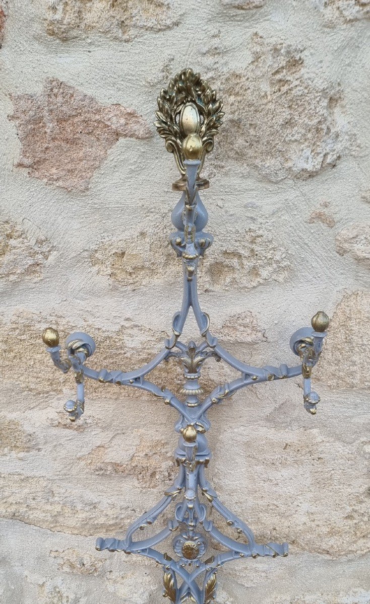 Cloakroom Umbrella Stand, Cast Iron Coat Rack By A. Corneau In Charleville, Late 19th Century.-photo-1