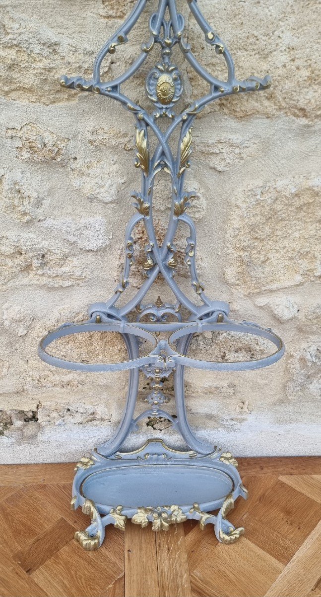 Cloakroom Umbrella Stand, Cast Iron Coat Rack By A. Corneau In Charleville, Late 19th Century.-photo-2