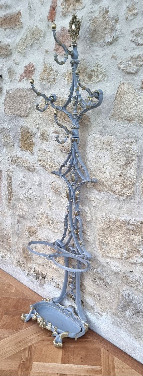 Cloakroom Umbrella Stand, Cast Iron Coat Rack By A. Corneau In Charleville, Late 19th Century.-photo-3