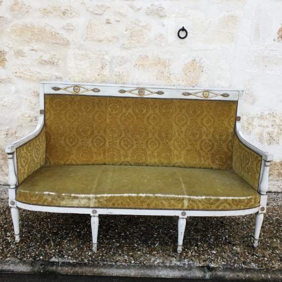 Sofa "directoire" Late Eighteenth "- Stamped" C. Lerat "-photo-2