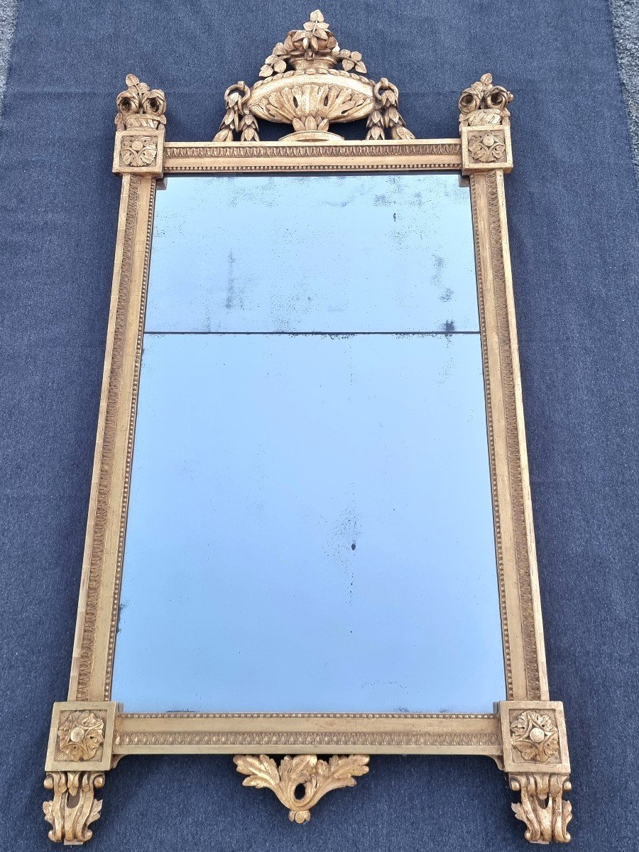 Miroir bois doré " LOUIS XVI " époque XVIIIème-photo-5