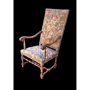 Louis XIII Armchair Aubusson Tapestry