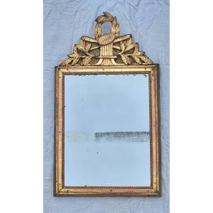 Miroir à Fronton , Bois Doré d'époque Louis XVI