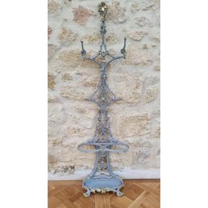 Cloakroom Umbrella Stand, Cast Iron Coat Rack By A. Corneau In Charleville, Late 19th Century.