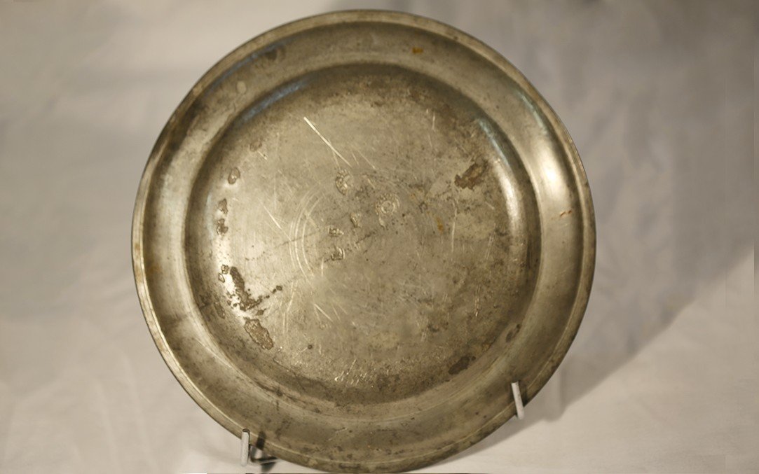 Eighteenth Pewter Plate, Abbeville, L.deraine, Acb Control-photo-1