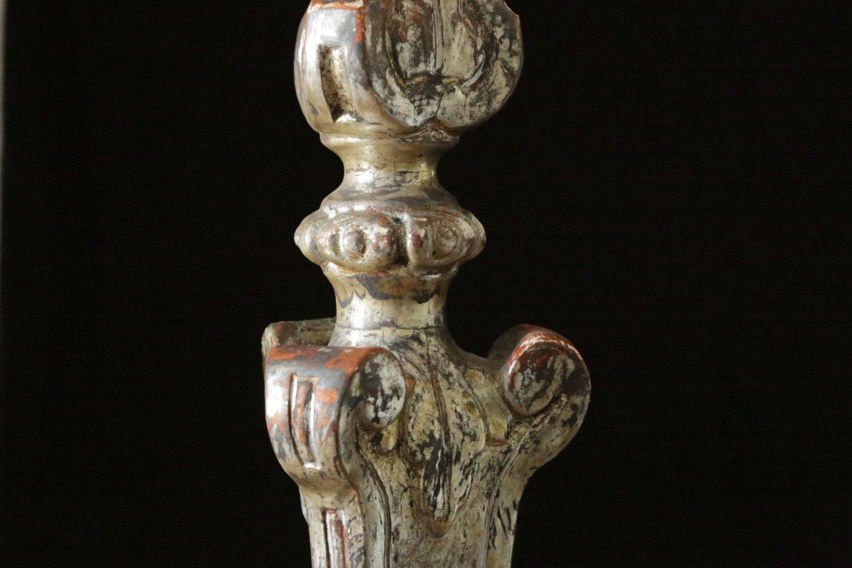 Pair Of Candlesticks, Candlestick, Silver Wood 18th Century-photo-1