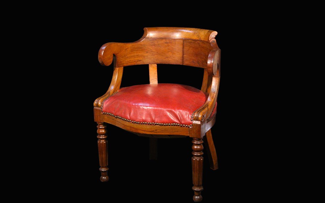 Fauteuil De Bureau Restauration, Acajou, XIXème 