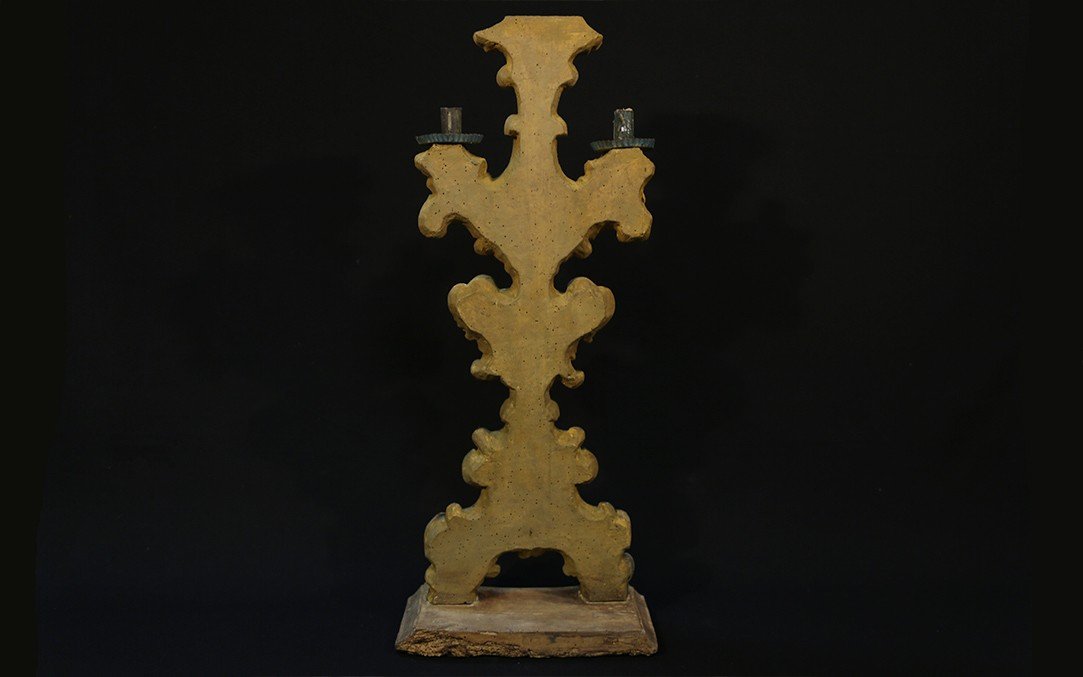 Louis XIV Candelabra In Golden And Silver Wood, XVIIth-photo-2