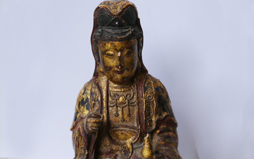 Lama, Bois Doré Polychrome, Fin XVIIIème Siècle -photo-4