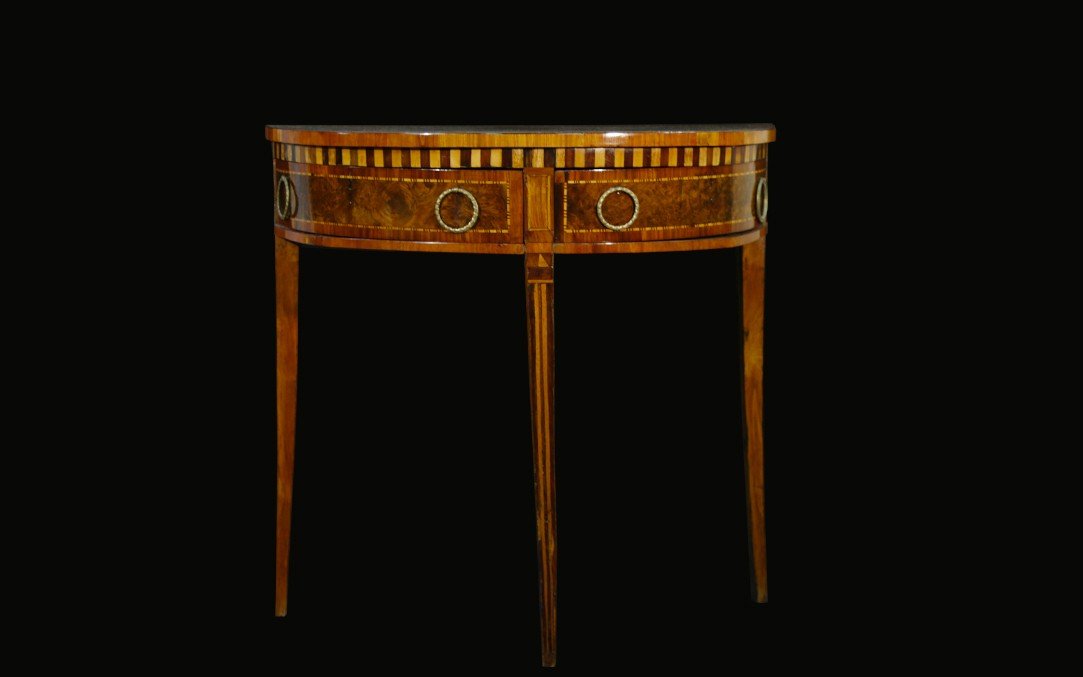 Inlaid Console, 18th Century, Stamp Varnished-photo-2