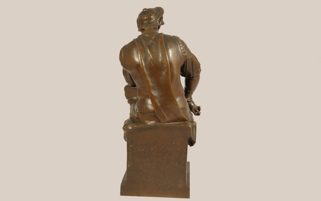 Bronze, Laurent De Médicis d'Après Michel Ange, Fonte Barbedienne (54 Cm)-photo-5