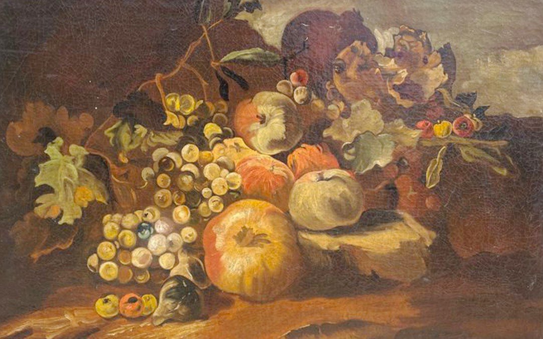 Oil On Canvas, Still Life With Fruits, 18th Century-photo-3