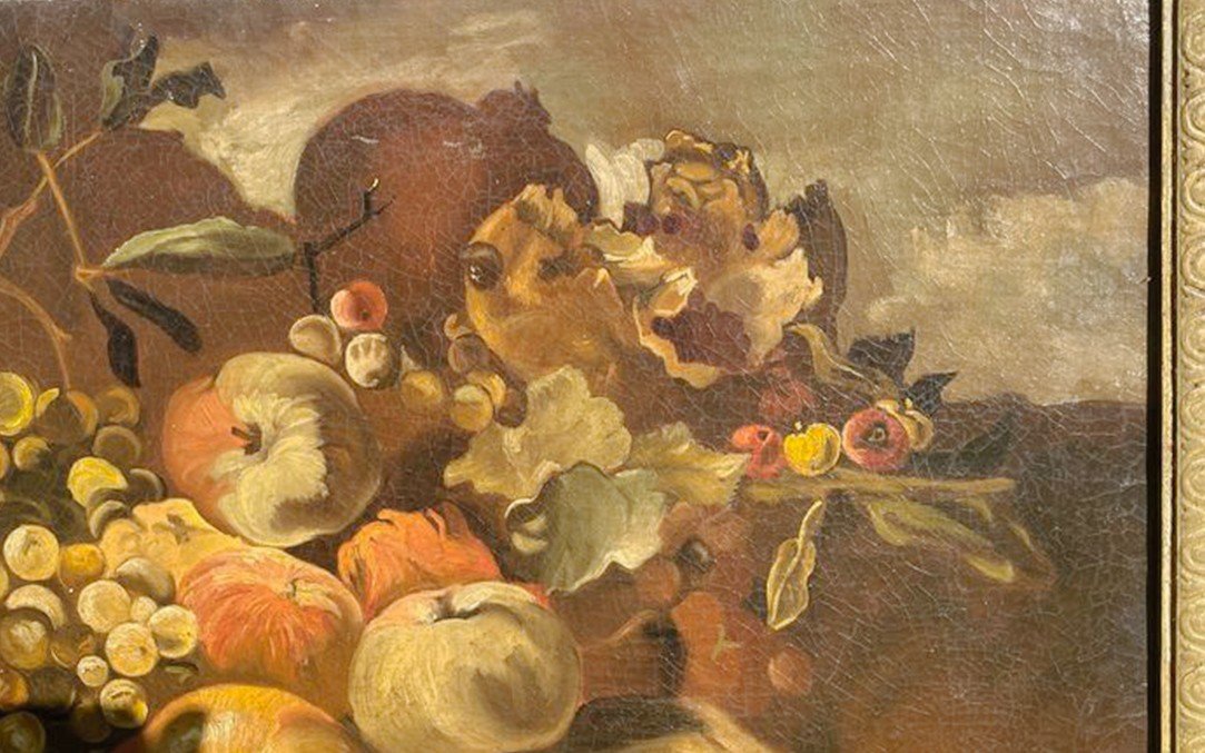 Oil On Canvas, Still Life With Fruits, 18th Century-photo-1