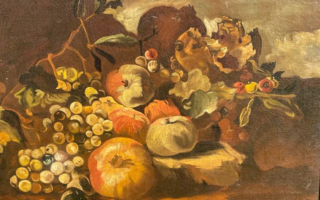 Oil On Canvas, Still Life With Fruits, 18th Century-photo-2