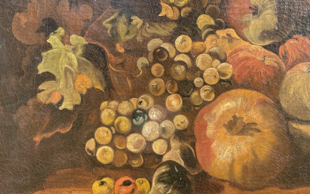 Huile Sur Toile, Nature Morte Aux Fruits, XVIIIème-photo-3