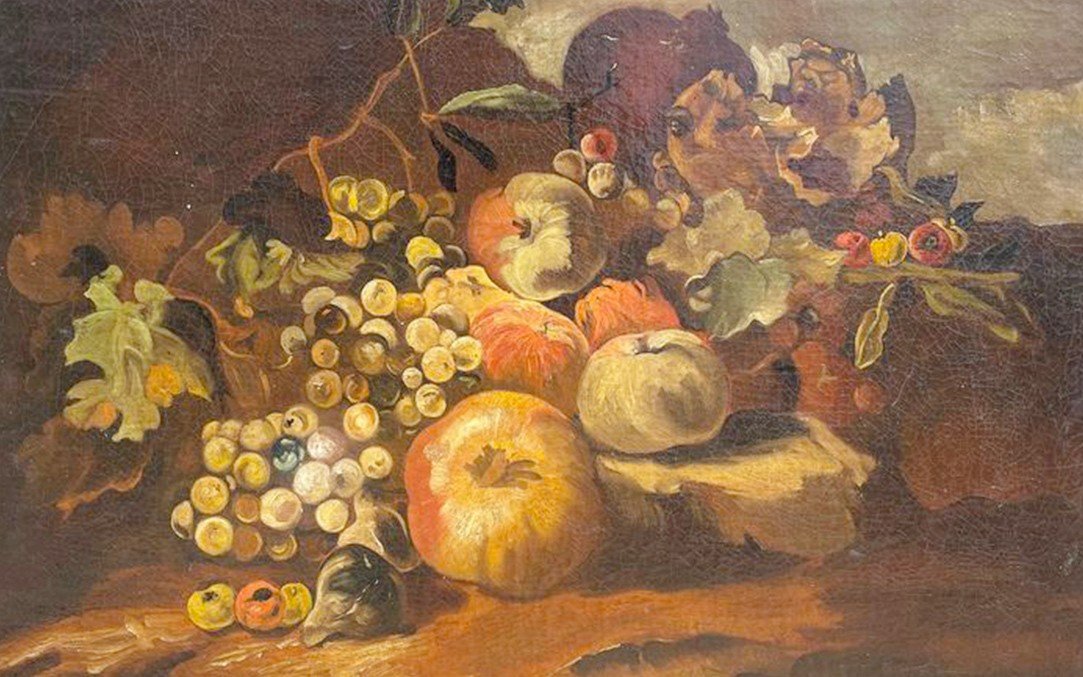 Huile Sur Toile, Nature Morte Aux Fruits, XVIIIème-photo-4