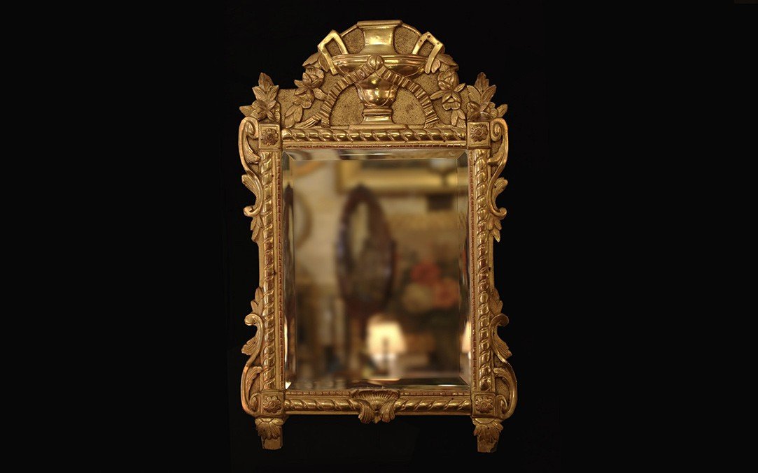 Mirror In Gilded Wood With Leaf, 19th Century (86 X 54 Cm)