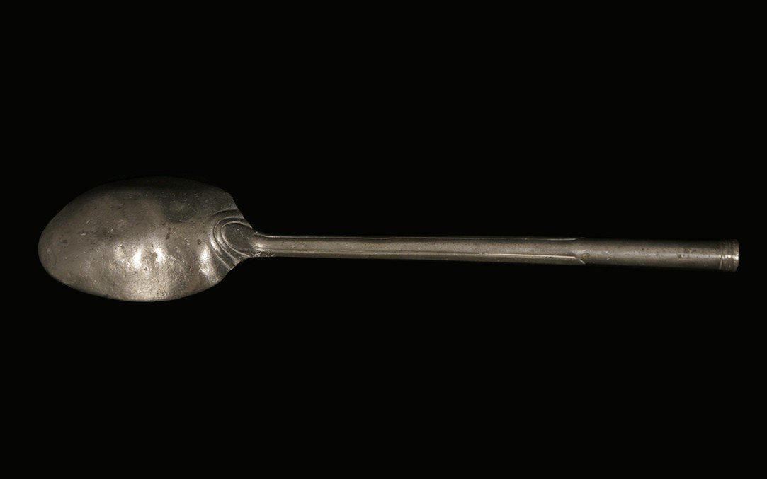 Large Pewter Stewing Spoon, 1668 (40 Cm)-photo-5