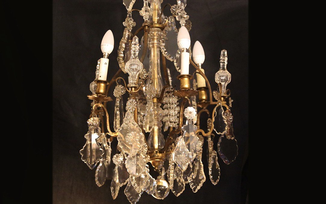 Lustre En Cristal Et Bronze, XIXème Siècle (73 Cm)-photo-4