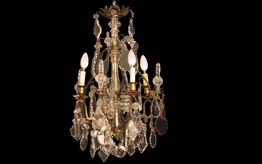 Lustre En Cristal Et Bronze, XIXème Siècle (73 Cm)