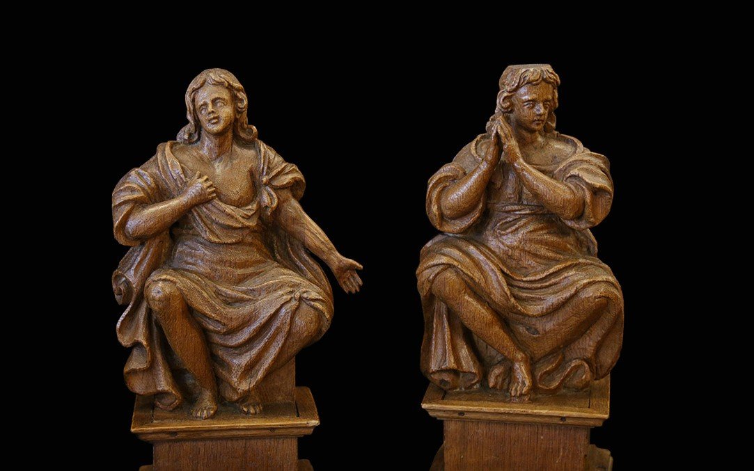 Pair Of Wooden Statues, 18th Century