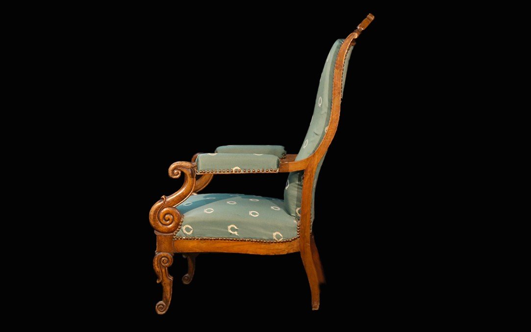 Fauteuil Voltaire, époque Restauration, noyer-photo-4