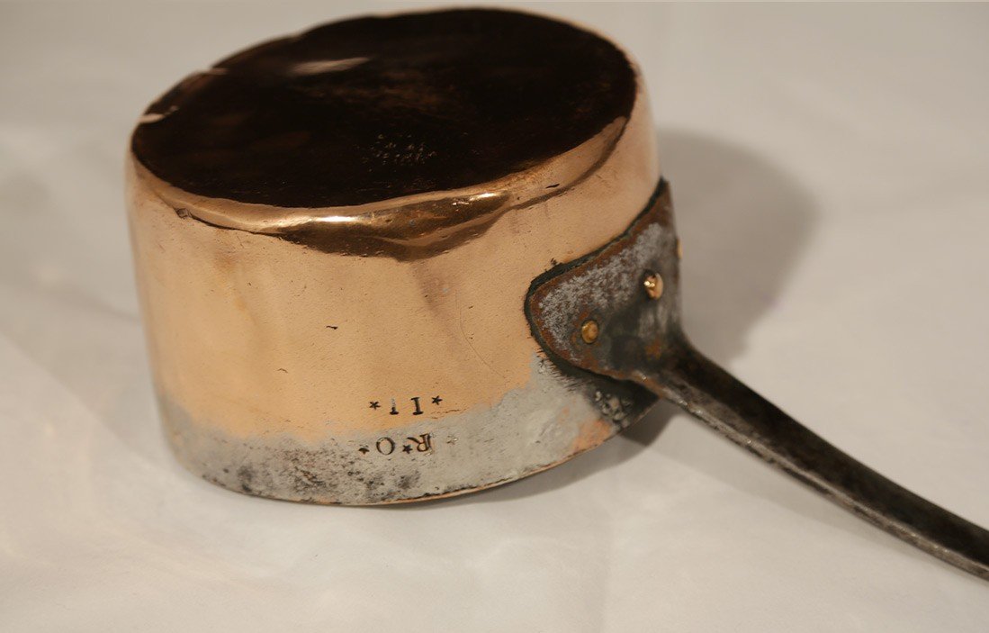 Large Tinned Copper Saucepan, 19th Century (diam. 18cm)-photo-3