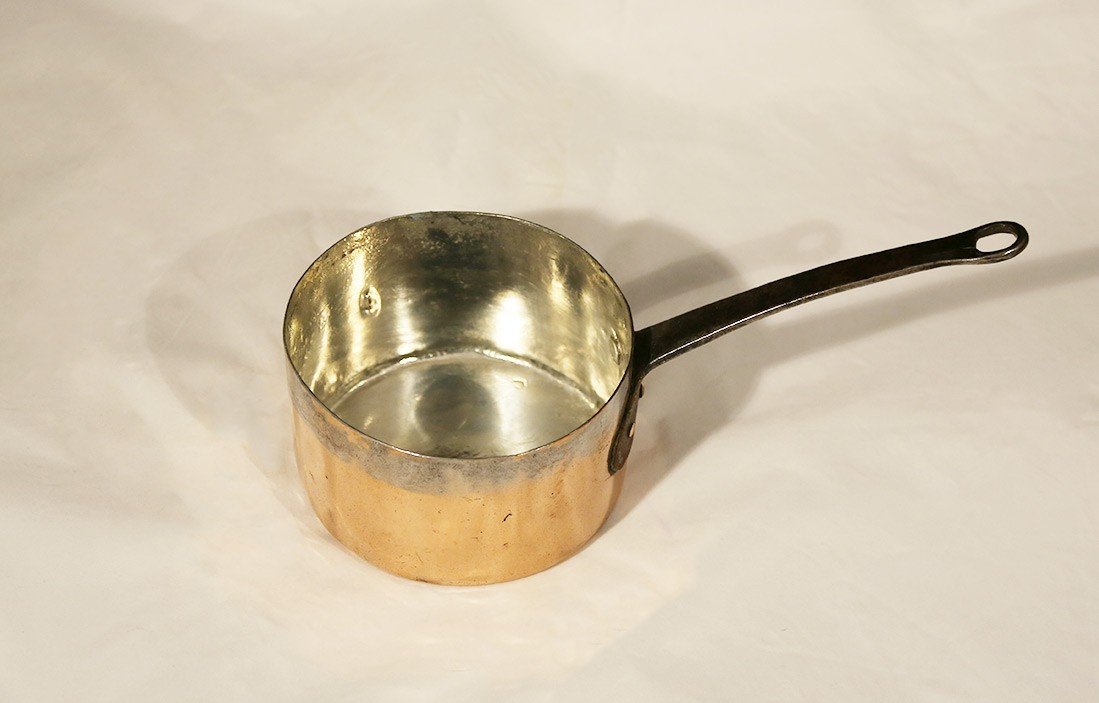 Large Tinned Copper Saucepan, 19th Century (diam. 18cm)-photo-3