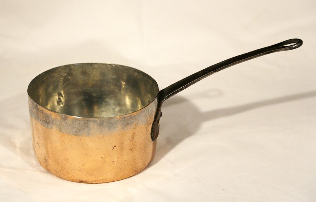 Large Tinned Copper Saucepan, 19th Century (diam. 18cm)-photo-4