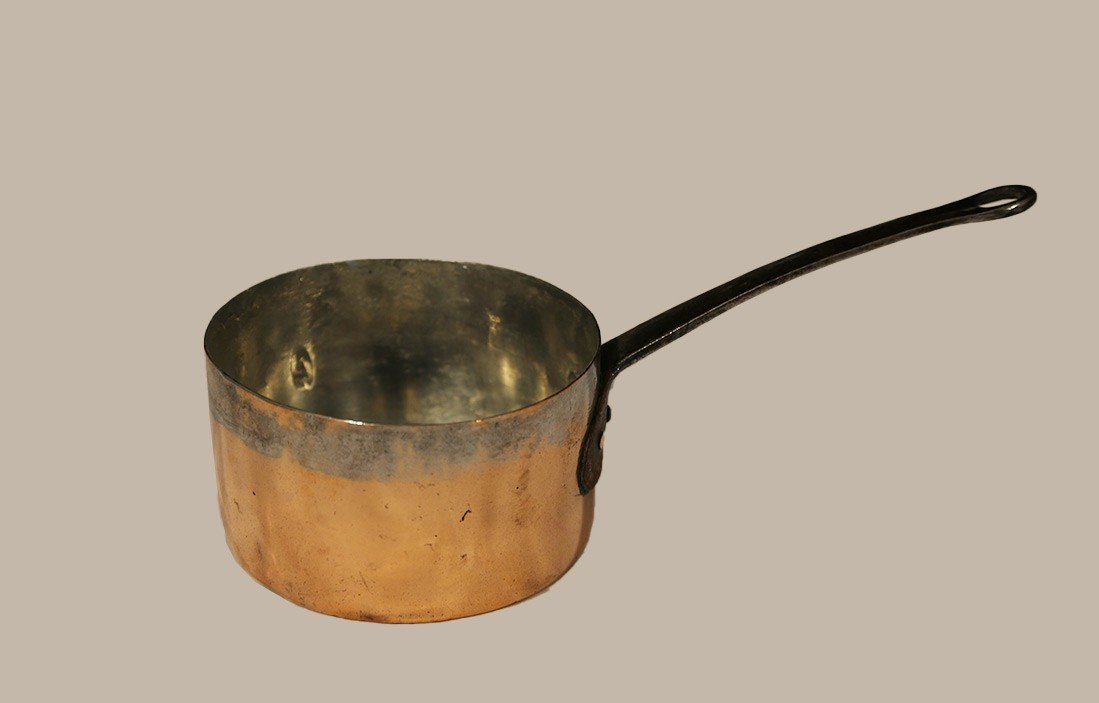 Grande Casserole En Cuivre étamée, XIXe (diam. 18cm)-photo-5