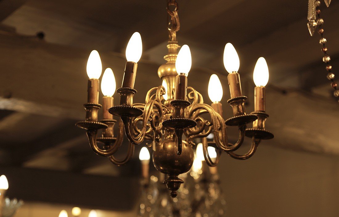 Dutch Type Bronze Chandelier, Late 17th-early 18th Century-photo-7